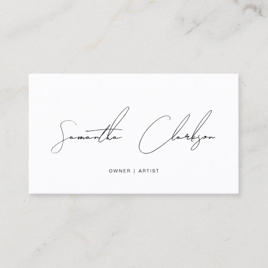 Klassischer schwarzer und weißer handgeschriebener visitenkarte (Vorderseite)