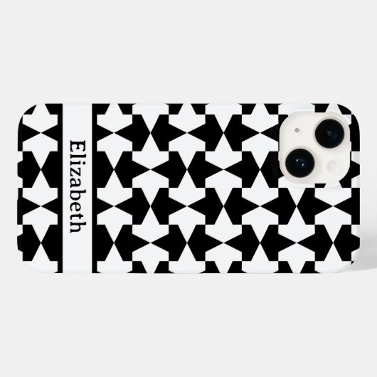 Klassischer schwarzer und weißer Mamluks-Muster Case-Mate iPhone Hülle (Rückseite (Horizontal))