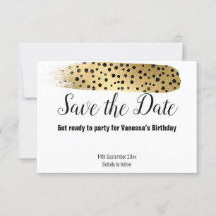 KLASSISCHER SCHWARZGOLD-TIERDRUCK SAVE THE DATE RSVP KARTE