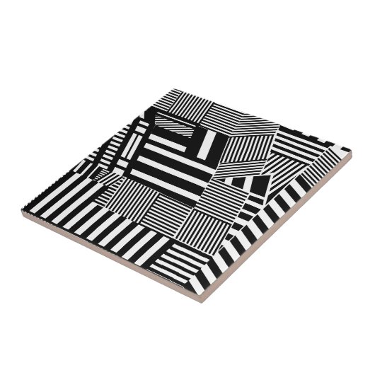 Klassischer Schwarzweiss-Streifen Fliese (Seite)