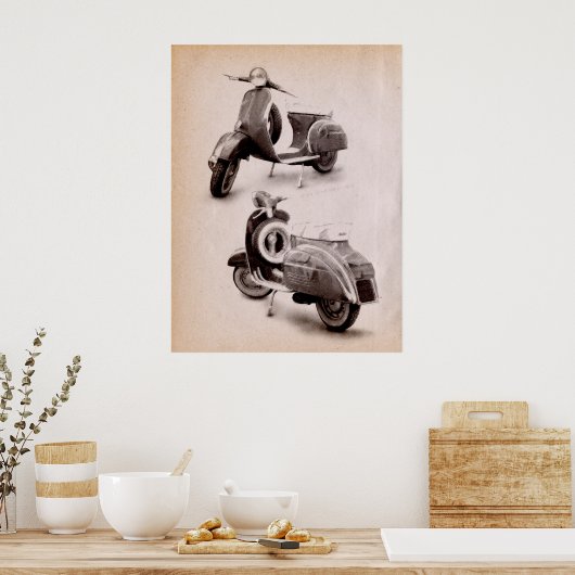 Klassischer Scooter 1969 Poster (Küche)