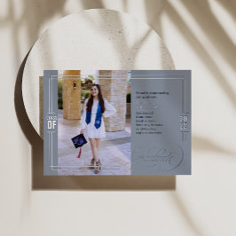 Klassischer Script-Abschluss Blau & Silber Folieneinladung