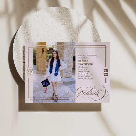 Klassischer Script-Abschluss - Blush & Rose Folieneinladung