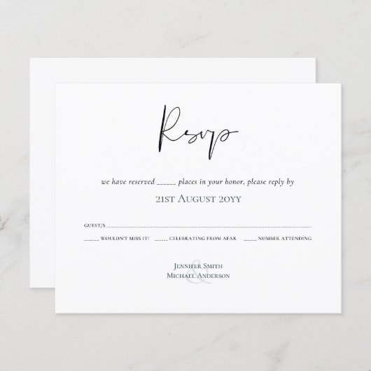 Klassischer Script Buddget Wedding RSVP (Vorne/Hinten)