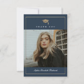 Klassischer Script Gold Foto Abschluss Dankeskarte (Vorderseite)