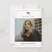 Klassischer Script Gold Foto Abschluss Dankeskarte (Vorderseite)