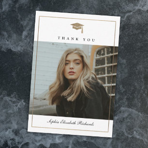 Klassischer Script Gold Foto Abschluss Dankeskarte