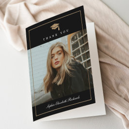 Klassischer Script Gold Foto Abschluss Dankeskarte