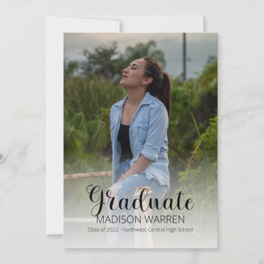 Klassischer Script Graduate Zwei Foto Sage Abschlu Ankündigung (Vorderseite)