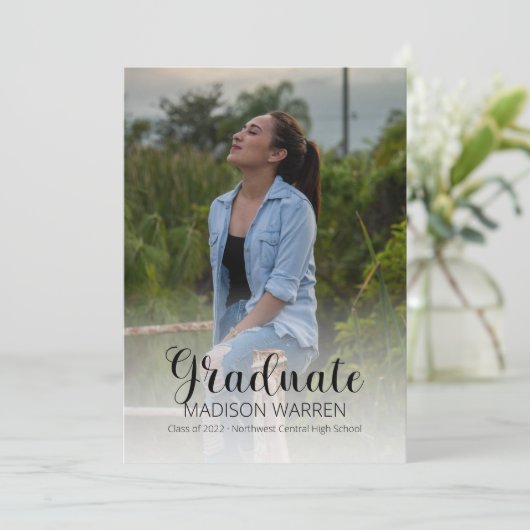 Klassischer Script Graduate Zwei Foto Sage Abschlu Ankündigung (Stehend Vorderseite)