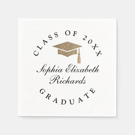 Klassischer Script Schwarz-Weiß-Abschluss Serviette (Vorderseite)