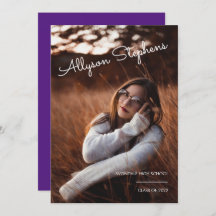 Klassischer Script White Text Foto Lila Abschluss