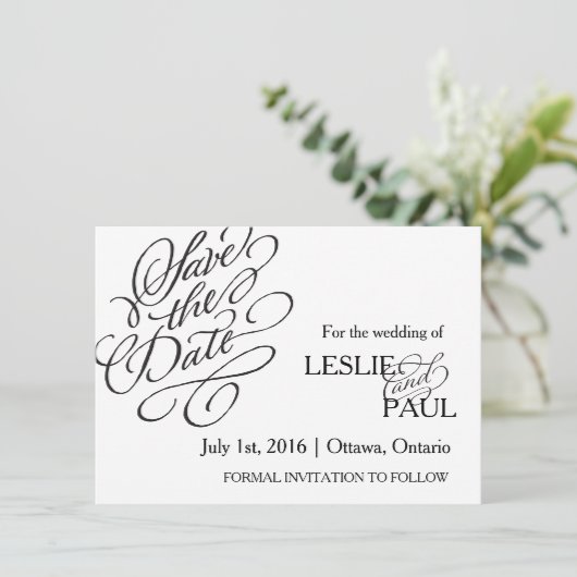 Klassischer Scroll-Schriftart Save the Date (Stehend Vorderseite)