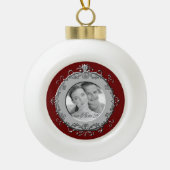 Klassischer Scrolls-Foto-Rahmen (Silber) Keramik Kugel-Ornament (Vorderseite)