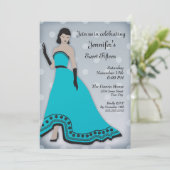 Klassischer Senorita im Türkis und im Silber Einladung (Stehend Vorderseite)