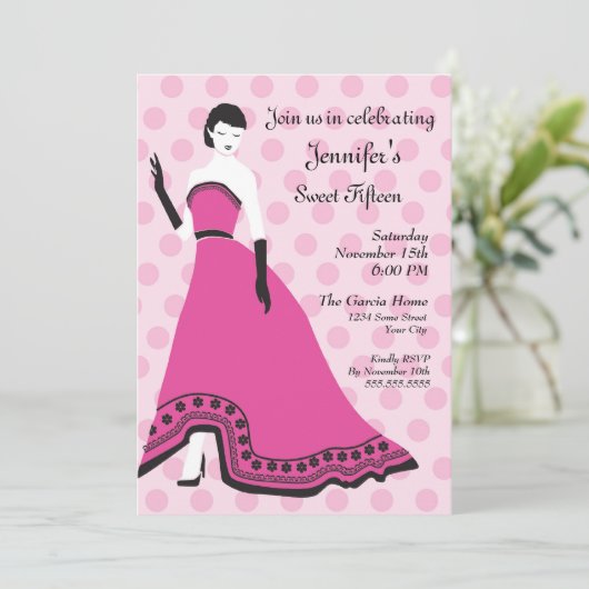 Klassischer Senorita in der Fuchsie Einladung (Stehend Vorderseite)