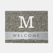 Klassischer Silber-Glitzer-Look Willkommen Mit Mon Fußmatte (Vorderseite)