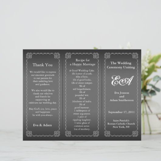 Klassischer Silbergrau für das Hochzeitsprogramm (Stehend Vorderseite)