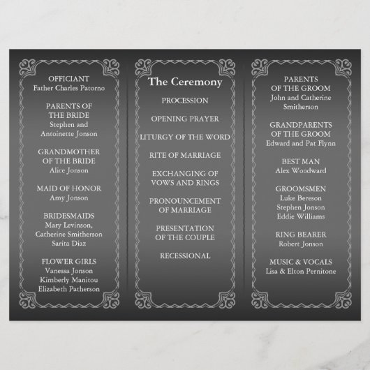 Klassischer Silbergrau für das Hochzeitsprogramm (Rückseite)