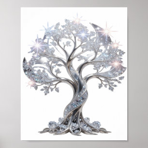 Klassischer Silberner BAUM DES LEBENS Poster