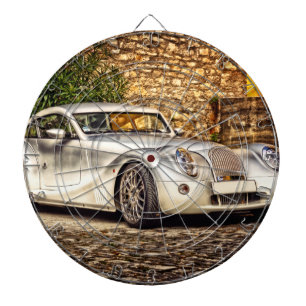 Klassischer Silbersportwagen Dartscheibe