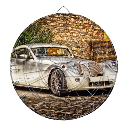 Klassischer Silbersportwagen Dartscheibe (vorne)