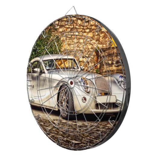 Klassischer Silbersportwagen Dartscheibe (Vorderseite rechts)