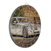 Klassischer Silbersportwagen Dartscheibe (Vorderseite Links)