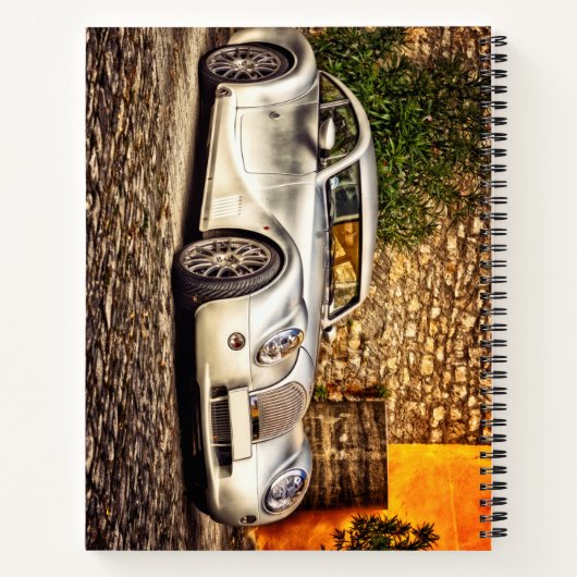 Klassischer Silbersportwagen Notizblock (Rückseite)