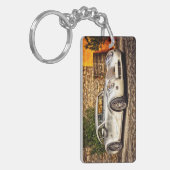 Klassischer Silbersportwagen Schlüsselanhänger (Vorderseite links)