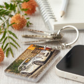 Klassischer Silbersportwagen Schlüsselanhänger (Vorderseite rechts)