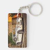 Klassischer Silbersportwagen Schlüsselanhänger (Rückseite)