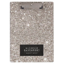 Klassischer Silver Glitzer Personalisiert Klemmbrett