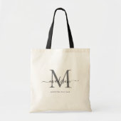 Klassischer Silver Gray Black Monogram Script Name Tragetasche (Vorne)