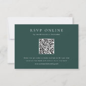 Klassischer Smaragdgrüner Einfacher QR-Code Hochze RSVP Karte (Vorderseite)