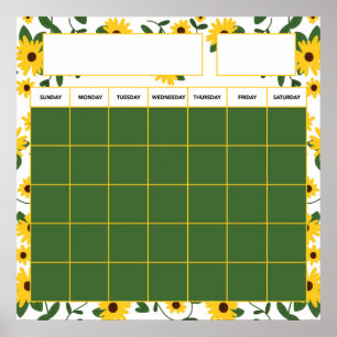 Klassischer Sonnenblumenfeld-Lehrer-Kalender Poster