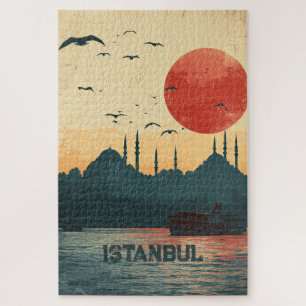 Klassischer Sonnenuntergang Blick Istanbul Türkei Puzzle