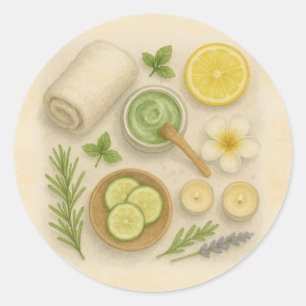 Klassischer Spa-Verwöhn-Schönheitstag Runder Aufkleber