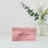Klassischer Sportwagen auf Rose Rosa Metallic-Effe Visitenkarte (Stehend Vorderseite)
