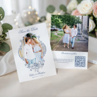 Klassischer Staubblauer Blumenfoto-Rahmen Hochzeit
