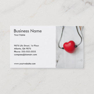 Klassischer Stethoskop-Herz-Doktor Red White Visitenkarte