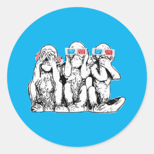 Klassischer Sticker für drei kluge Affen