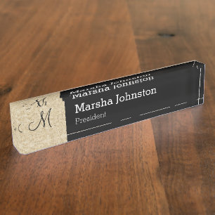 Klassischer Stone Look Modernes Monogramm Namensplakette