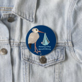 Klassischer Storch (blau) (Babydusche) Button (Beispiel)