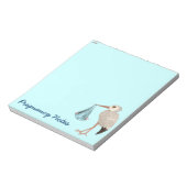 Klassischer Storch (blau) (Babydusche) Notizblock (Rotiert)