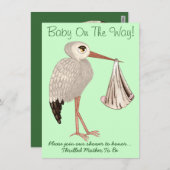 Klassischer Storch (neutral) 1 (Babydusche) Einladung (Vorne/Hinten)