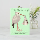 Klassischer Storch (neutral) 1 (Babydusche) Einladung (Stehend Vorderseite)