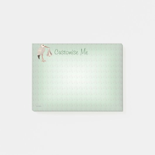 Klassischer Storch (neutral) 1 Post-it Klebezettel (Vorderseite)