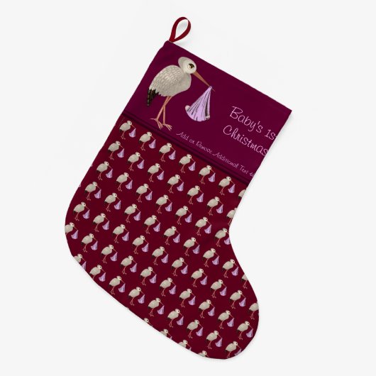 Klassischer Storch (rosa) 1 Großer Weihnachtsstrumpf (Vorderansicht (hängend))