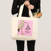 Klassischer Storch (Rosa) 2 (Babydusche) Jumbo Stoffbeutel (Vorderseite (Produkt))